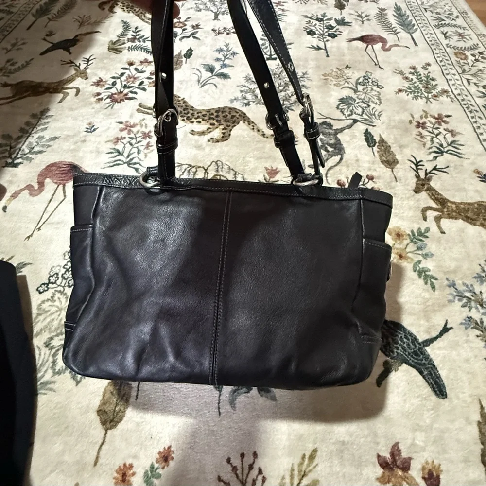 Coach east west tote shoulder Black Leather Handbag